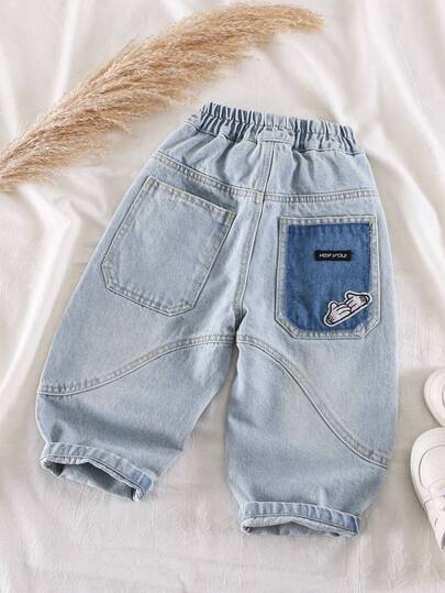 Pantalones vaqueros rectos de primavera para niños pequeños con bolsillos, aptos para uso diario, escolar, casual y al aire libre