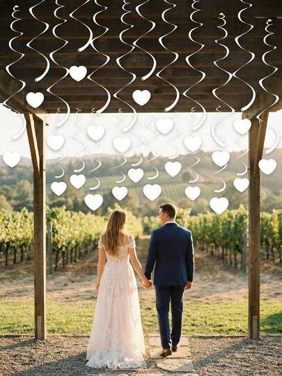 12pcs White Heart Hanging Swirl Decorations Ceiling Heart-Shaped Ribbons Birthday Anniversary White Heart Backdrop Decor Bridal Shower Engagement Bachelorette Party Gifts Hanging Decorations Ribbons