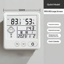 数字温湿度计，带时钟 - 5 秒快速刷新，背光，摄氏度/华氏度双显示，适用于家庭、办公室、卧室 - 白色 - 查看 13