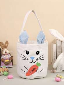 Canasta de Pascua personalizada con el nombre del niño, Canasta de Pascua de conejo personalizada, Canasta de Pascua con combinación de letras, Regalo para niños y niñas, Canasta de dulces para niños - Multicolor 15 - Ver 5