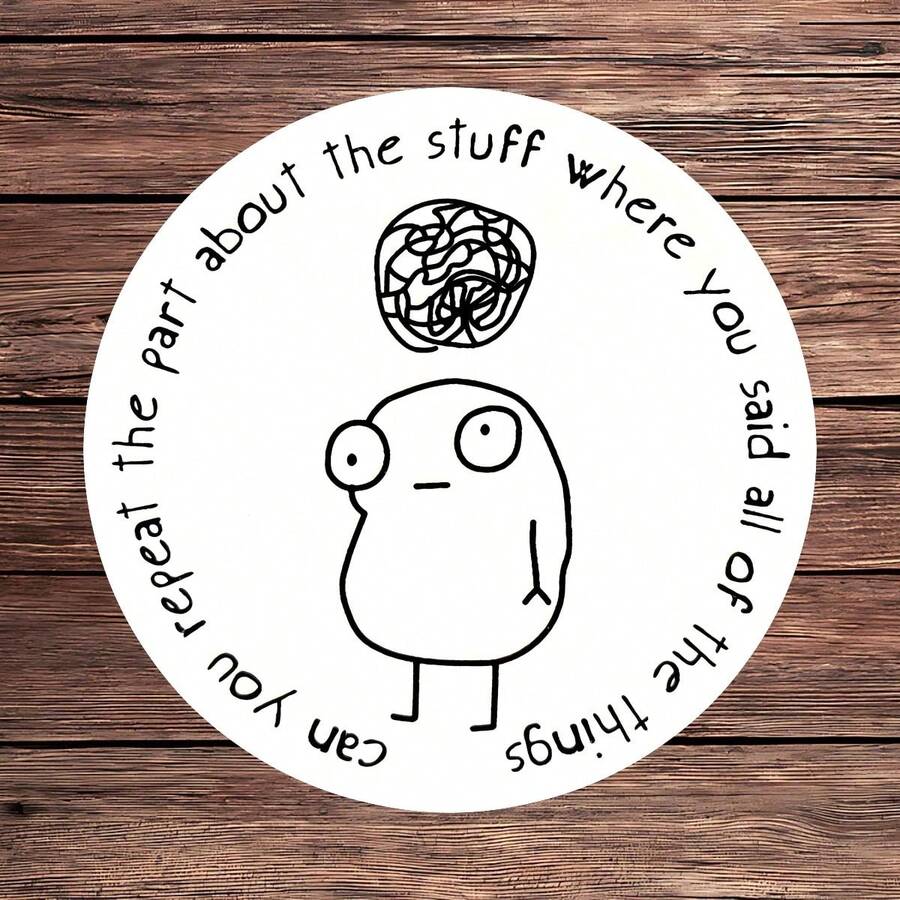 1PC ADHD Brain Sticker, Can You Repeat That Laptop Decal, Neurodivergent Vinyl, Mental Health Humor Gift, Waterproof Peel & Stick Water Bottle Sticker, Durable Focus Reminder Tumbler Decal - S1852 - View 1