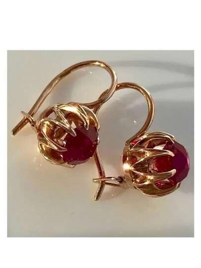 1 Pair Retro Hip-Hop Style Earrings, Synthetic Cubic Zirconia Inlaid, Multi-Layer Copper Material Floral Design, Women's Vintage Jewelry, Suitable For Daily And Holiday Wear