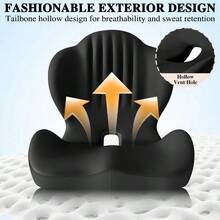 1pc Upgrade Ergonomic Memory Foam Cushion For Office, Stool, Car Seat Cushion, Integrated Lumbar And Back Support, Ideal For Birthday Gifts, Mother's Day Gifts, Perfect Gift For Parents And Friends, Lightweight, Portable, Medium Soft Firmness High-Density - 黑色 - 查看 5