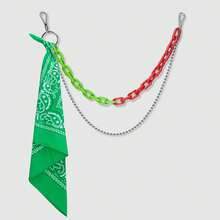 2pcs Hip Hop Accessories Set: Acrylic Multi-Layer Chain + Scarf, Casual Streetwear Hip Hop Style - Multicolor - View 23