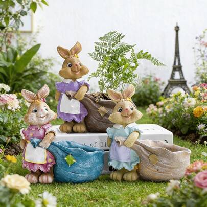 Creative Garden Flower Pot, Balcony Flower Pot, Cute Rabbit Flower Pot, Outdoor Flower Pot, Succulent Flower Pot, Craft, Yard Decor, Suitable For Spring/Easter Decoration