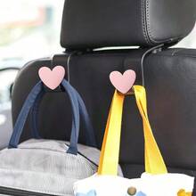 2 móc treo đầu ghế ô tô hình trái tim sáng tạo, móc treo đồ trên ô tô cho túi xách, ví, túi mua sắm, ô dù - Nhiều màu - Xem 6