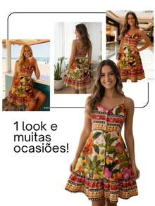Short, Flowy Tropical Dress For The Beach, Carnival, And Travel, With Adjustable Straps. - Cream Toucan - View 5