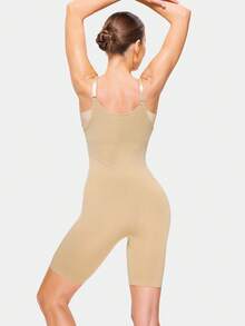 Women's Sleeveless Jumpsuit With Open Crotch Design For Easy Restroom Access, Comfortable Stretchy Fabric, Suitable For Daily Wear, Spring/Summer - Apricot - View 3