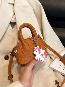 1 Paket Tas Mini Shell Fashion Baru 2025 untuk Anak Perempuan, Tas Selempang Kulit PU Warna Permen Lucu untuk Penggunaan Sehari-hari (Termasuk Gantungan Unicorn) - Tas tangan PU + liontin - View 11