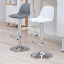 カウンターチェア ハイチェア 昇降式椅子 バーチェア 360º回転 PUレザー - ホワイト - チェックする 6