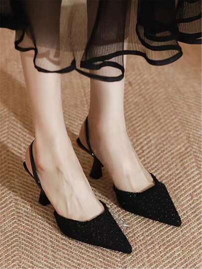 Women's Elegant Minimalist Slip-On Fashion Soft Bottom Non-Slip Black & White Color Options Pointed Toe High Heel Pumps