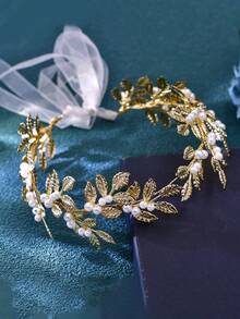 1pc Fashionable Bridal Wedding Headpiece, Luxury Rhinestone Decorated Hair Accessory, Suitable For Wedding, Party And Formal Occasions - Gold - View 11