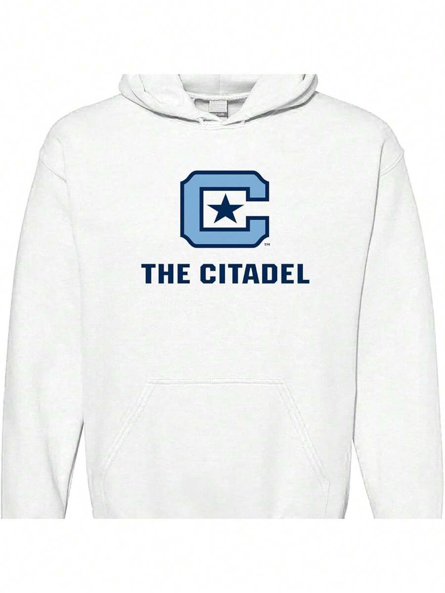 Mens Campus Apparel NCAA Marquette Primary Logo Hoodie 50%Cotton 50% Polyester Fleece Winter Sweatshirt With Hood Letter Pattern Loose Fit Long Sleeves Pocket Included - Trắng7 - Xem 1