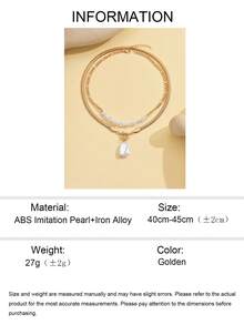 2pcs/Set Elegant Faux Pearl & Gold Chain Necklace Set, Minimalist Jewelry Layering Necklace Suitable For Daily Wear And Casual Outings - Gold - View 5