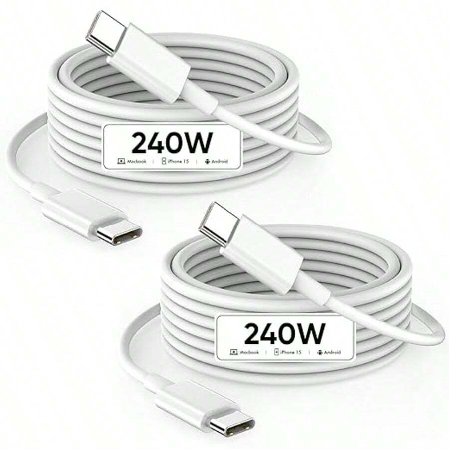 240W USB C To USB C Cable, 3.3 Meters/6.6ft C To C Fast Charging Cord, Compatible With Macbook Pro/Air, Pro 12.9", 17 16 15/Pro Max/Pro/Plus, Galaxy S25 24 23 Supporting 140W/100W/65W/45W/35W/20W Charging - Multicolor - View 1