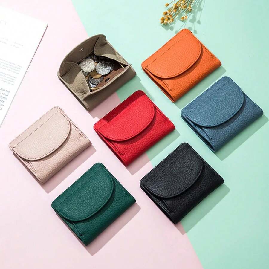 Tarjetero de cuero genuino RFID para mujer, tarjetero para tarjetas de crédito, monedero de piel de vaca, bolso de mano de lujo, billeteras de bolsillo delgadas 1KNK - Verde - Ver 1