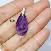 1pc Natural Water Drop Shaped Stone Pendant, Carved Amethyst & Lapis Lazuli Jewelry Making Necklace Charm - Water Droplets - View 4