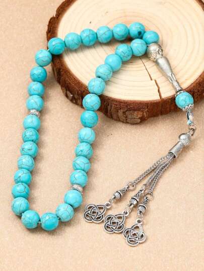 10mm Handmade Turquoise Beads Tasbih Prayer Beads Necklace, Classic Design, Unisex