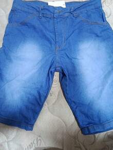 Bermuda Jeans Masculina lisa preta meida escura claro - Azul bebê - Visão 1