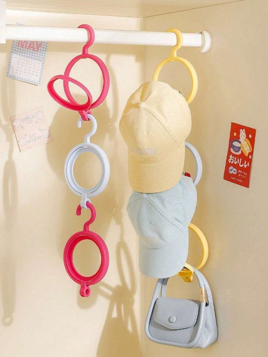 1pc Hat Hanger Rack, Hook Style Hanging Rack, Home Wall Mounted Door Back Storage Rack, Hat Rack, Door Back Storage Rack, Multi-Function Storage Rack - Multicolor - View 1