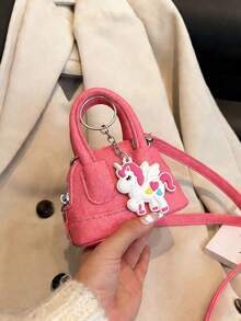 1 Paket Tas Mini Shell Fashion Baru 2025 untuk Anak Perempuan, Tas Selempang Kulit PU Warna Permen Lucu untuk Penggunaan Sehari-hari (Termasuk Gantungan Unicorn) - Tas tangan PU + liontin - View 15