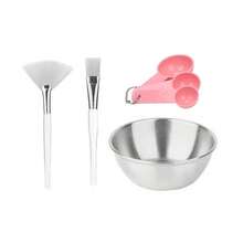 2/4/8/16/24件套面膜搅拌碗套装 - 美容用品，DIY面膜搅拌工具，面膜涂抹刷套装，2个玫瑰金面膜碗，2个扇形面膜刷，2个扁平面膜刷，2个量勺，可选金色、玫瑰金和原木色 - 彩色 - 查看 19