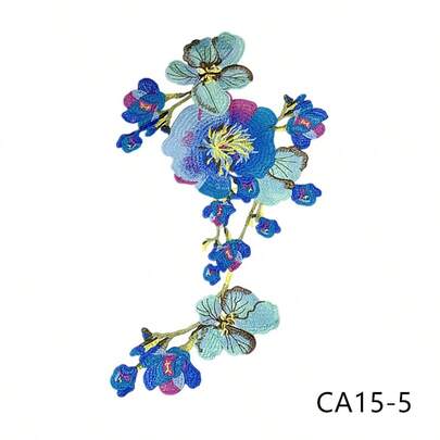 1 pieza Parche de tela de encaje bordado retro y disolvible en agua de gran tamaño, Aplique de flor de peonía de estilo cheongsam DIY