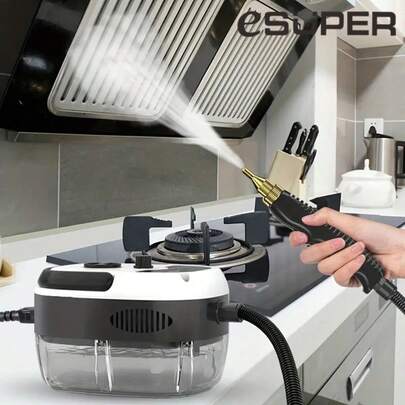 ESUPER Limpiador de vapor portátil de mano con cabezales de cepillo, limpiador de vapor de alta presión para cocina y baño