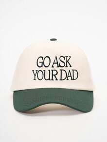 1 pieza Gorra de béisbol con bloqueo de color bordada "Ve a preguntarle a tu papá", gorra ajustable de protección solar casual adecuada para primavera/otoño, sombrero versátil para el sol, gorra de estilo Y2K para jóvenes - gorra de béisbol - Ver 20
