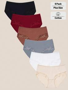 6 chiếc/gói Quần lót nữ cỡ lớn bằng cotton ren, co giãn và thoải mái, size 0XL-4XL - Nhiều màu - Xem 10