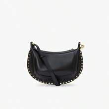 Studded Bag, Classic, Popular, Internet, Crescent Moon Design, Gold Studded Bag, Retro Shoulder Bag, Crossbody Bag For Carrying - 黑色 - 查看 5