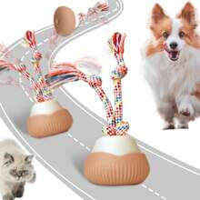 Interactive Dog Ball Smart Interactive Dog Toys For Boredom Automatic Active Rolling Ball With Tail For Dogs And Cats Recordable Self Moving Pet Toy With Chew Ropes For Puppy/Small/Medium - Beige - View 8