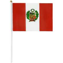 Bandera de Perú, MXPHN-000, 1Pza, Perú, 14x21cm, Tela Poliéster, Asta Plástico. - Multicolor - Ver 1