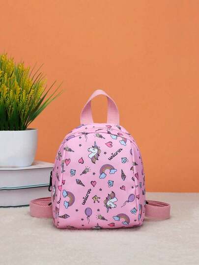 1pc Mini Toddler Unicorn Backpack, Random Print Pattern