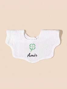 1pc Customized Floral Bib, Personalized Baby Drool Bib, Unique Custom Gift - Multicolor - View 8