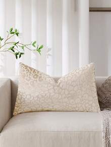 1件（仅含枕套，不含枕芯）豹纹抱枕套，现代时尚提花天鹅绒面料，动物图案，方形装饰靠垫套，适用于沙发、床、卧室、节日、派对装饰、礼品、家居装饰，四季皆宜。 - 米色 - 查看 6