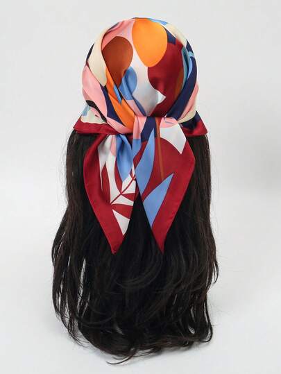 1pc Women's Bandana Scarf, Colorblock & Floral Print, Versatile Headband/Neckerchief