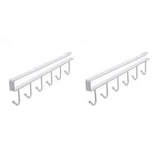 1个/白色/黑色 6钩收纳架，无需钻孔，多功能收纳挂钩条，衣柜挂钩，免钻孔厨房挂钩，粘性挂钩架，轨道式厨房用具架，厨房锅具挂架 - 彩色 - 查看 17