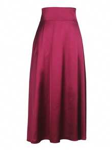 Women's Elegant Burgundy Tie-Back Skirt, Spring - Burgundy - View 9