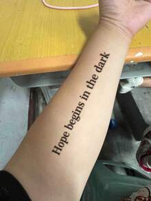 1pc Fashionable Niche Inspirational English Tattoo Sticker, Dark Vibe, Waterproof & Sweat-Proof, Suitable For Shoulder, Back, Arm - LA-646 - View 3