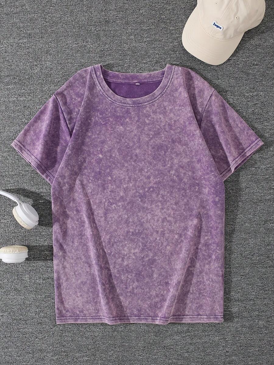 Women's Vintage Washed T-Shirt - Dark Gray/Black Casual And Formal Top - Soft Comfortable Round Neck Short Sleeve Shirt