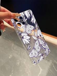 1pc Butterfly & Flower Pattern, Airbag Transparent Anti-Drop Phone Protective Case, TPU Material, Suitable As Holiday Gift For Both Men And Women, Compatible With Samsung Phones - Multicolor - View 3