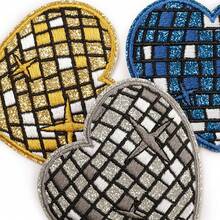 12pcs Disco Ball Heart Iron-On Patches - Vibrant Embroidered Appliques For Jeans, Hats, T-Shirts & Backpacks - Disco Planet - View 3