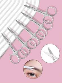 12pcs/6pcs/3pcs/1pc Stainless Steel Eyebrow Trimmer, Eyelash Grooming Tool, Black Eyebrow Trimmer, Small Haircutting Scissors, Eyebrow Trimmer, Makeup Tools, Beauty Scissors, Pointed Tip Eyebrow Scissors, Small Scissors - View 1