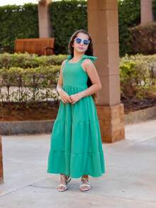 TRES MARIAS LONG STRAP DRESS FOR CHILDREN/ YOUTHS/ GIRLS - verde menta - Ver 4