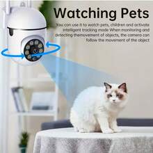 1pc/2pcs 1080P HD Smart PTZ Security Camera, Supports Wireless WiFi, Night Vision, Motion Detection Alarm, Smart Tracking, APP Voice Control, Wall-Mounted Indoor Home Monitoring System [Fashionable Design, High-Quality Video, Remote Inspection, Modern Appearance, USB Powered, Indoor Monitoring, Compact & Portable, Reliable & Secure, Essential Monitoring Device For Home & Office] - White - View 8