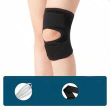 Adjustable Spring Knee Brace With Lateral Stabilizers, Breathable Black Design, Provides Stability, Compression - Black - View 3