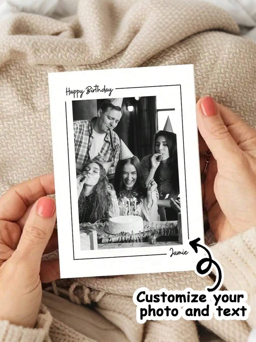 Personalized Birthday Photo Greeting Card, Customized Birthday Card, Birthday Photo Memento, Personalized Birthday Card, Add Photo Greeting Card, Best Friend Birthday Card - A - View 1