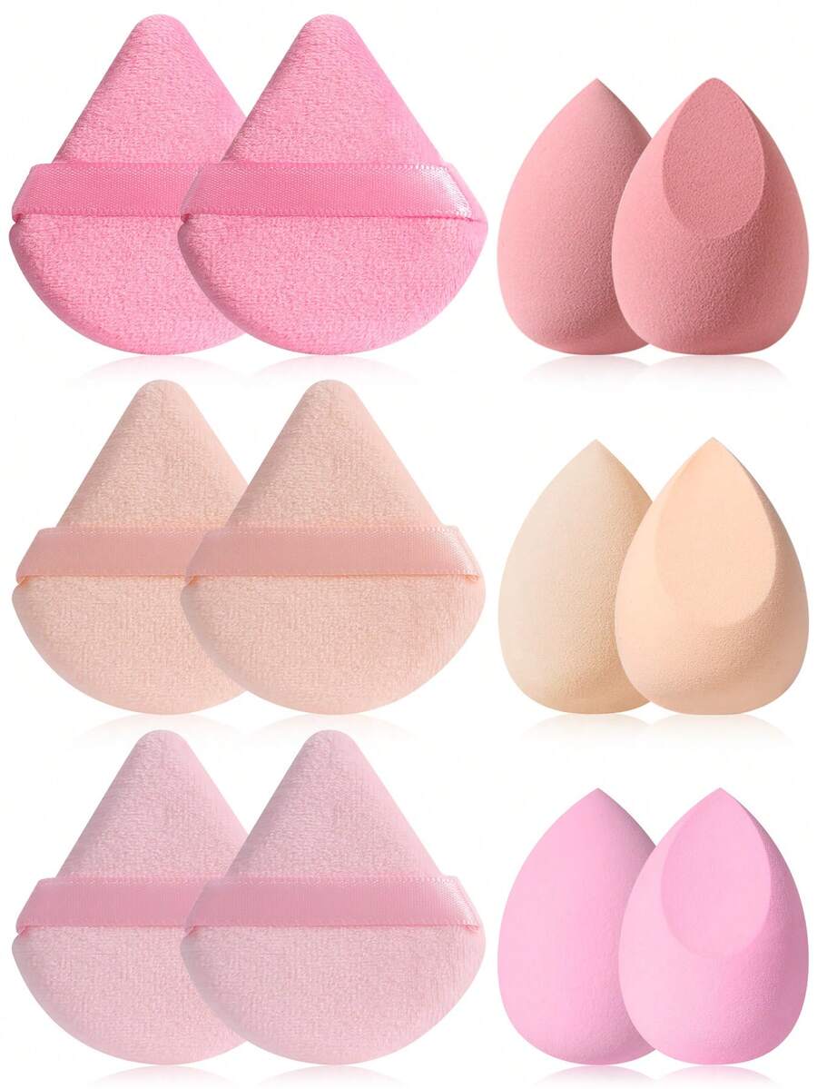 12PCS Makeup Tools Set Including:6PCS Makeup Sponges+6PCS Triangle Powder Puffs - Multicolor - View 1
