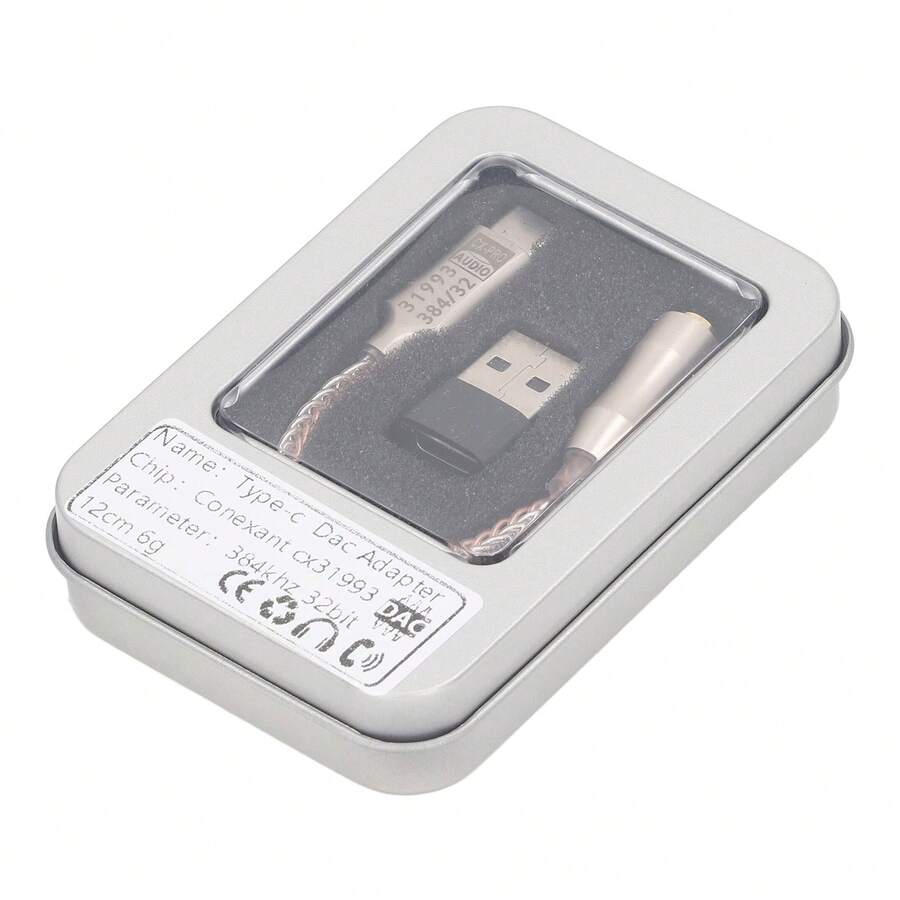Adaptador Cable Usb Tipo C A Jack Audio 3.5mm Hifi Dac 32bit - Plateado - Ver 1